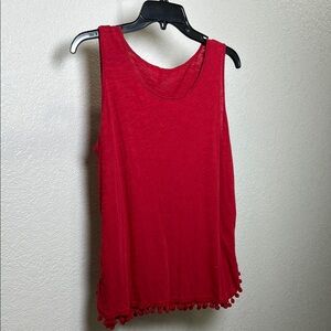 Bright Red Tank Top with Rounded Neckline